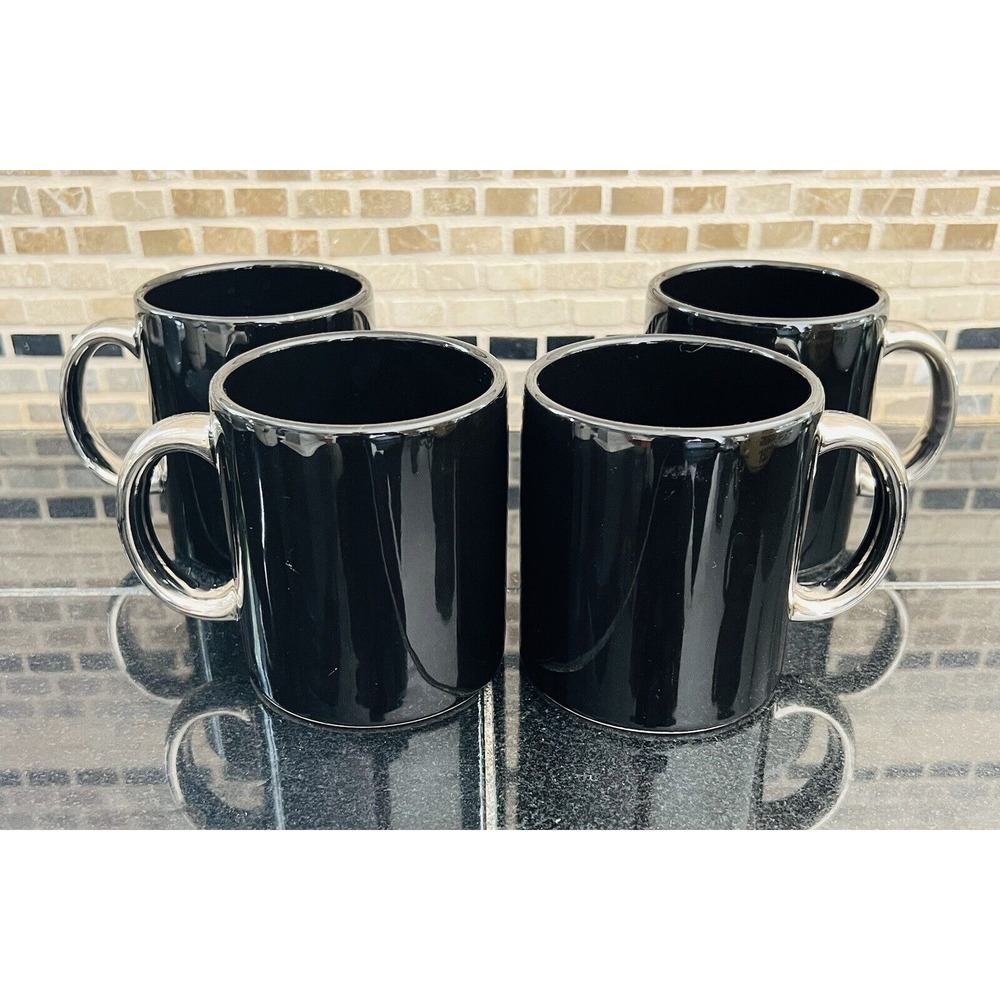 Waechtersbach Spain Set of 4 Black Coffee Mug with Silver Handle Coffee Cups Tea